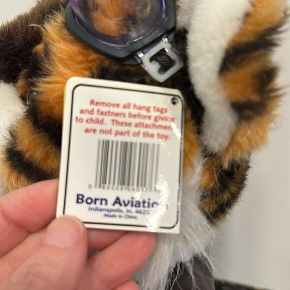 Air Zoo Pilot Flying Tiger Plush Bomber, Jacket, Goggles & Logo Scarf, Tags RARE - Picture 7 of 11